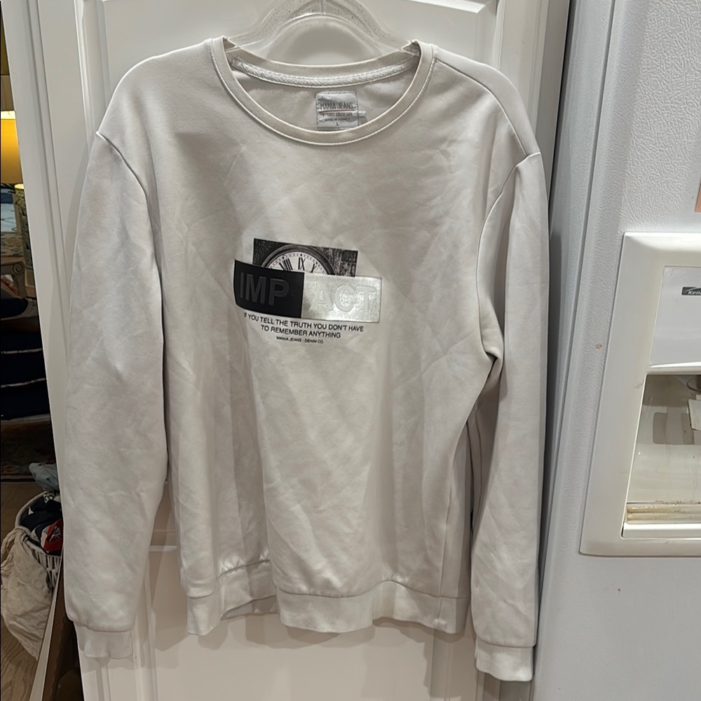 Cream  Graphic Mania Jeans Men's Sweater large